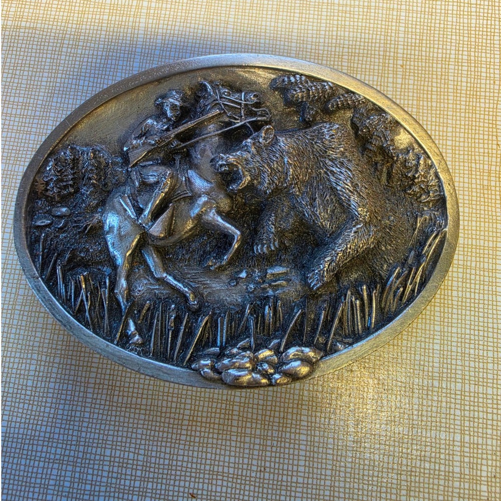 Vintage Bergamot Brass Works Belt Buckle Lot Eagle 1984 Bear 1983 Made in USA